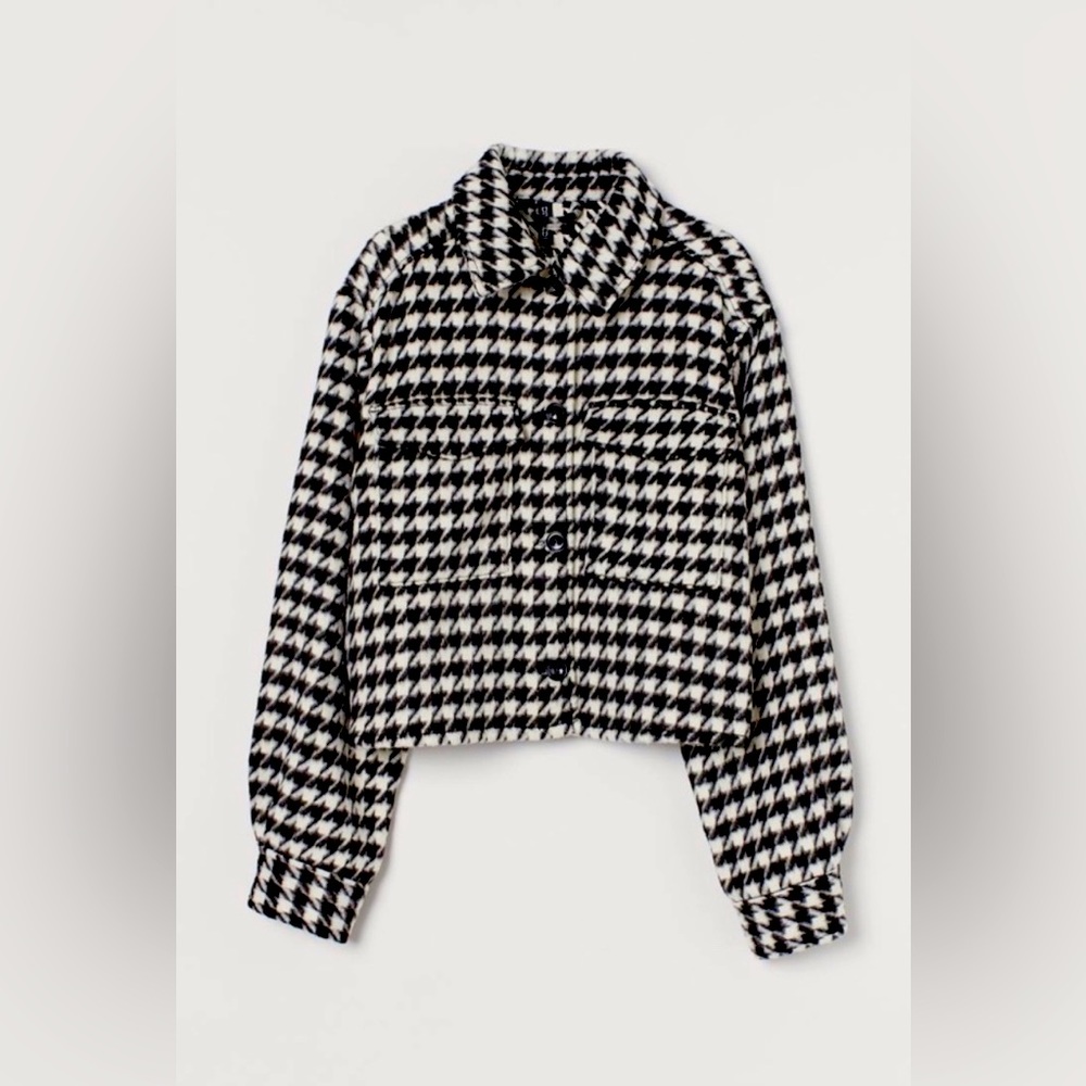 H&M Cropped Houndstooth Jacket